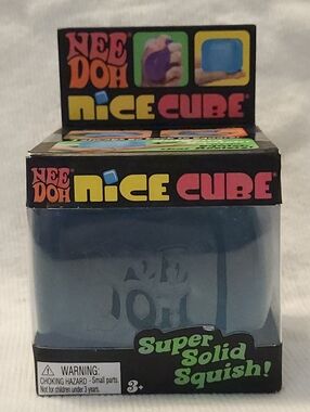 Nee Doh Nice Cube Super Solid Squish - Blue NIB SEALED
